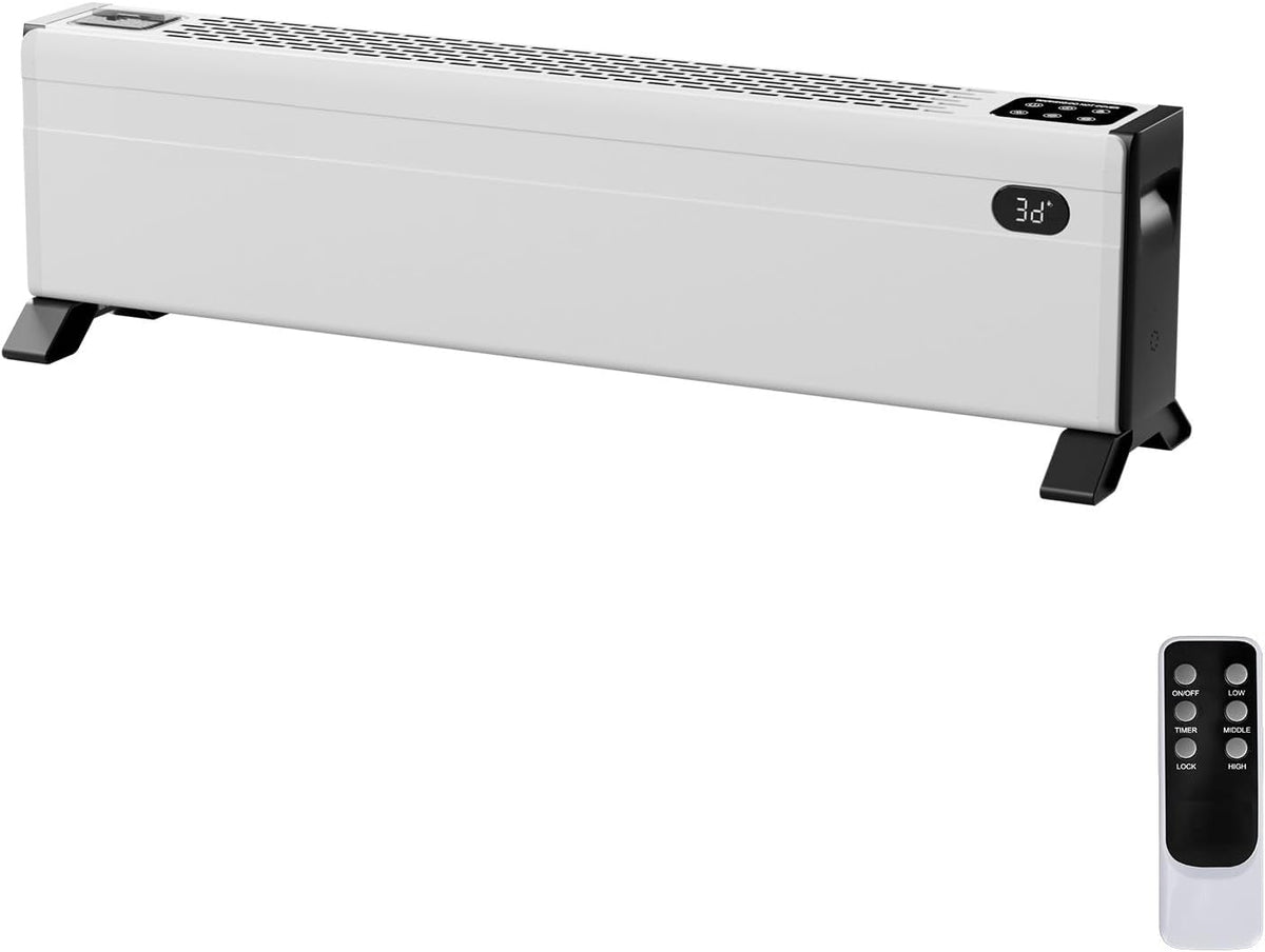 Bonnlo 32'' Electric Baseboard Heater with Remote, 1500W Convection Space Heater with Timer, Multi Heating Modes, Water Tank, Touch Panel, Overheat & Tip-Over Protection for Indoor Home Bedroom Office