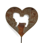 Pet Dog, Cat, Rabbit or Bird Keepsake Memorial Heart Garden Stake 20 to 28 Inches Tall (Large Heart, 28" Tall, Cairn Terrier, Naturally Rusted)