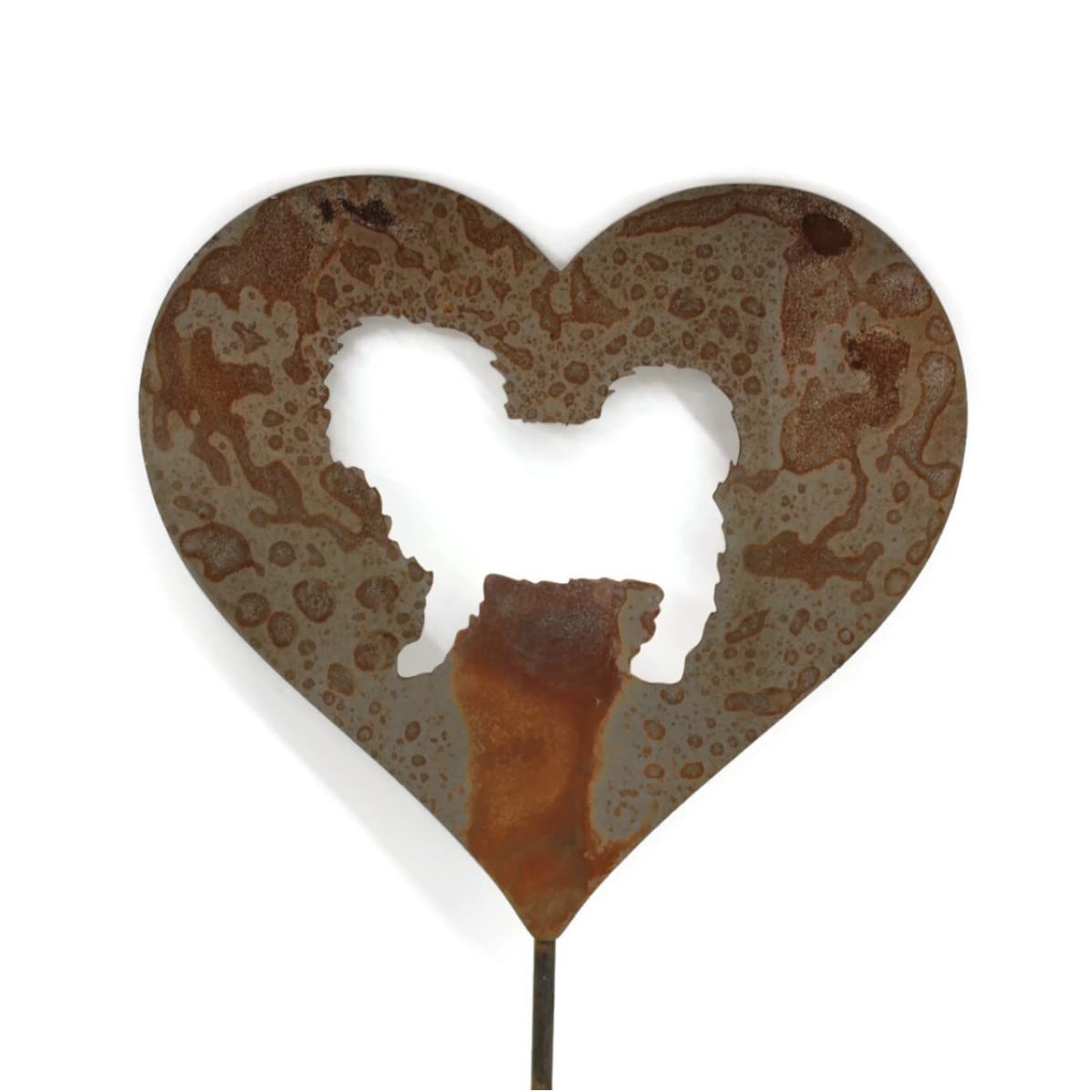 Pet Dog, Cat, Rabbit or Bird Keepsake Memorial Heart Garden Stake 20 to 28 Inches Tall (Large Heart, 28" Tall, Pembroke Welsh Corgi, Naturally Rusted)