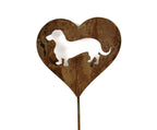 Pet Dog, Cat, Rabbit or Bird Keepsake Memorial Heart Garden Stake 20 to 28 Inches Tall (Large Heart, 28" Tall, Schnauzer, Naturally Rusted)