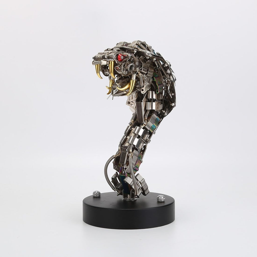 3D Metal Puzzle Half-Body Serpent Model Kit, 400PCS DIY Assemble Steampunk Bio-Mechanical Half-Body Serpent with LED Lights, Creative Handcrafted Art Craft Desktop Display & Decoration for Adults
