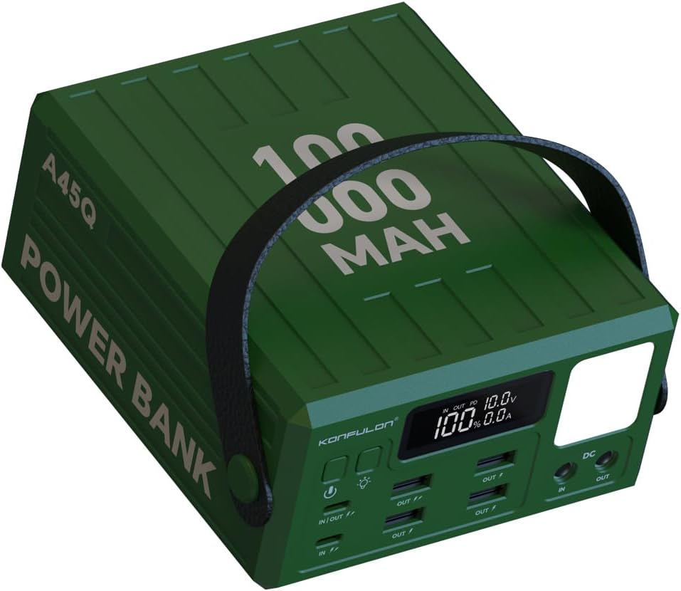 High Capacity Power Bank 100000mAh Fast Charging 22.5W PD 20W Portable USB C Battery Packs with 7 Outputs & LCD Display Battery Bank for iPhone, Samsung, iPad ,Macbook & Outdoors Camping (GREEN)