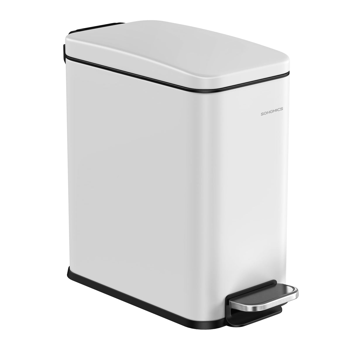 SONGMICS Kitchen Trash Can with Lid, 13-Gallon (50 L) Slim, Stainless Steel