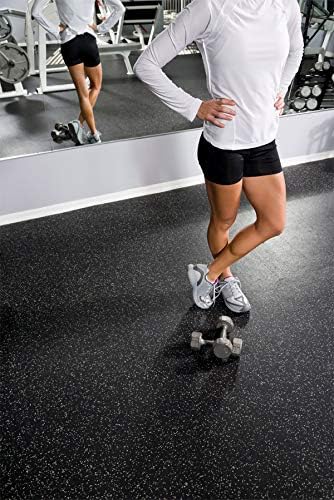 American Floor Mats 1/2" (12mm) Thick Recycled ECO Rubber Rolls - 4' Wide x 6' Protective Exercise Mats, Gym Rubber Flooring
