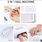 5 in 1 Manicure Machine Electric Nail Drill Machine,48/96W UV LED Nail Lamp Dryer Vacuum Cleaner Nail Drill Dust,Nail Dust Collector for Nails Manicure,with 360° Desk LED Lamp in Salon Home(48/96W)