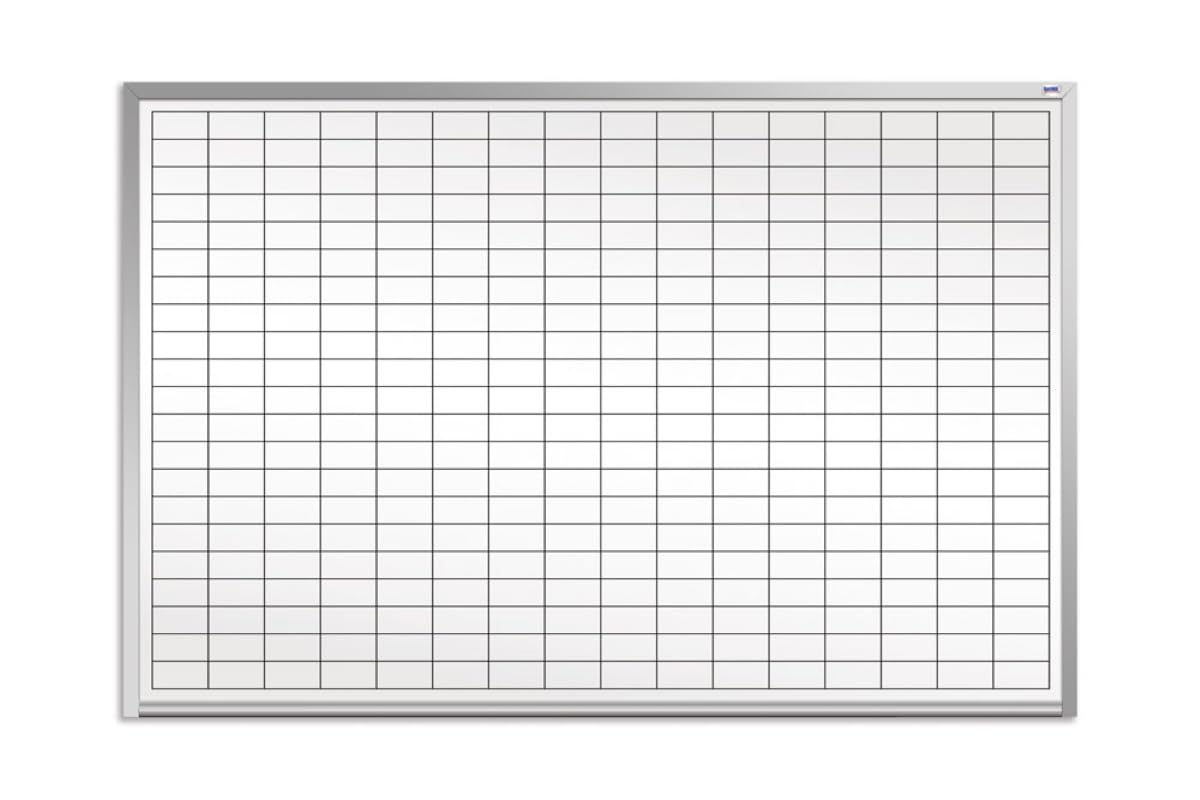 Opti-Print 3' W x 2' T Dry Erase Whiteboard with 2" x 3" Grid Pattern & Magnetic Receptive Surface, Mitered Anodized Aluminum Frame & Full-Length Tray