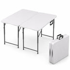 2 PACK of 4 Feet Foldable Table Adjustable Height with Built in Handle, Steel Legs | 4FT Heavy Duty Portable | Perfect for Party Dining Wedding Events Picnic Indoor Outdoor Camping Folding - 4 Foot