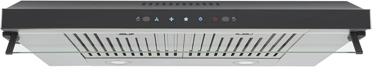 30inch Under Cabinet Range Hood, 900CFM Ducted/Ductless Stainless Steel Kitchen Vent Hood with 3-Speed Gesture Sensing&Touch Control, 2 LED Lights Time Setting Baffle Filters for Kitchens Restaurants