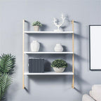 Industrial Wall Mounted Bookshelf Wall Shelf Rack Shoe Store Shoe Rack Wall-Mounted Bookshelf Wrought Iron Bag Rack Multi-Layer Clothing Store Decoration White Gold 31.5" L x 9.8" W x 29.9" H