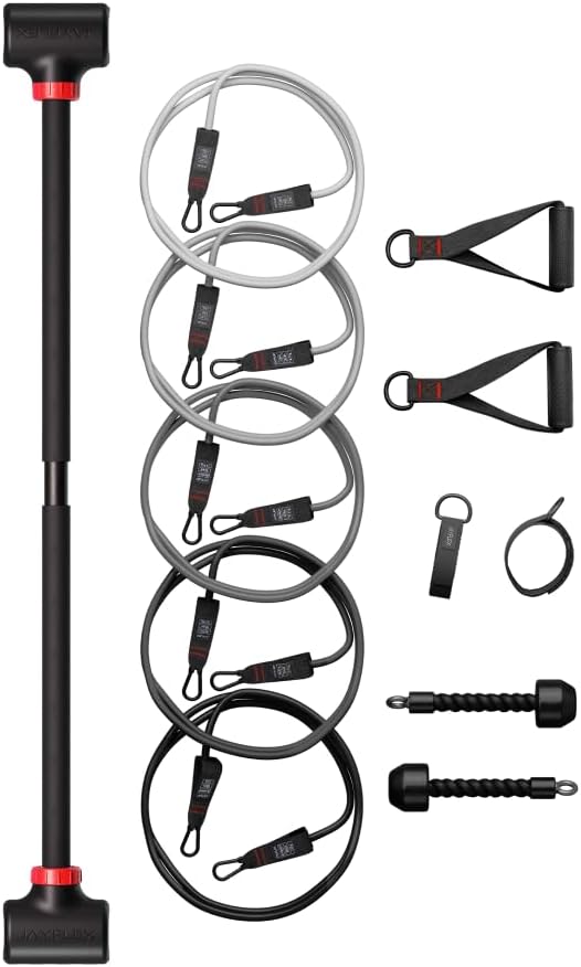 Jayflex Hyperbell Bar & Resistance Bands Bundle - Ultimate Home Fitness Set for Full Body Workouts - Convert Dumbbells to Barbell, Perfect for Strength Training