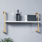 Industrial Wall Mounted Bookshelf Wall Shelf Rack Shoe Store Shoe Rack Wall-Mounted Bookshelf Wrought Iron Bag Rack Multi-Layer Clothing Store Decoration White Gold 31.5" L x 9.8" W x 29.9" H