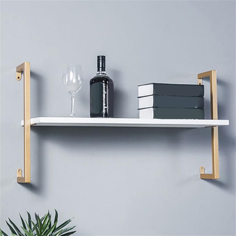Industrial Wall Mounted Bookshelf Wall Shelf Rack Shoe Store Shoe Rack Wall-Mounted Bookshelf Wrought Iron Bag Rack Multi-Layer Clothing Store Decoration White Gold 31.5" L x 9.8" W x 29.9" H