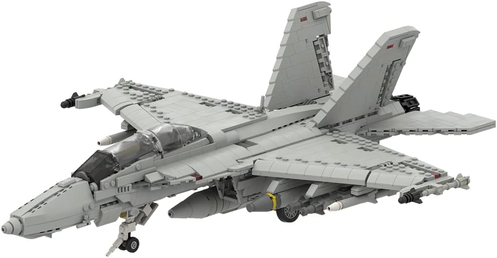 FunXylophy F/A-18E Fighter Jet Building Block Set, The Super Hornet Aircraft Model MOC Building Blocks, Military Airplane Jet Model Collection Gift for Military Enthusiasts(1483PCS)