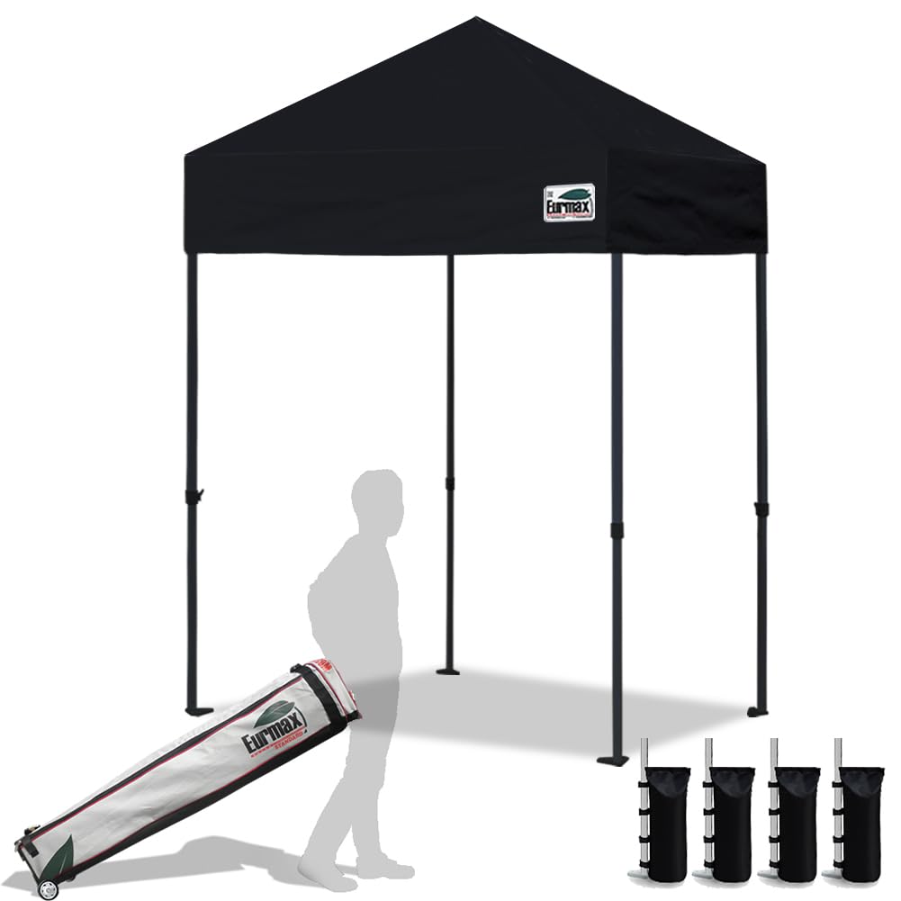Eurmax USA 10x10ft Pop Up Canopy,Commercial Instant Tent for Outdoor Events,Patented No-Tip Rolling Storage Bag with 4 Sandbags,UV & Water Resistant,Heavy Duty Portable Shelter Gazebo,White