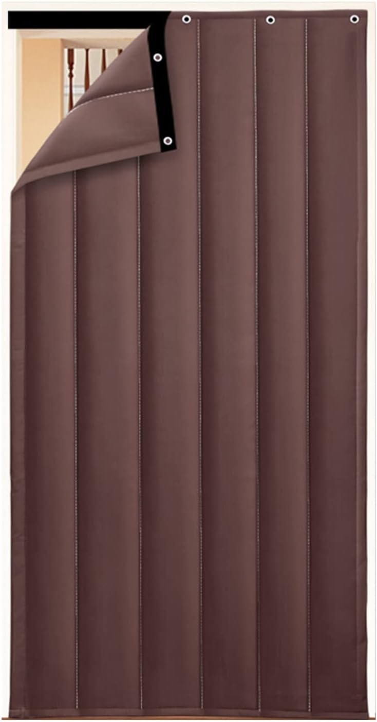 Sound Proof Curtains for Doorway, Winter Thicken Cotton Door Curtain, Thermal Insulated Keep Warm Blackout Drapes, Windproof Waterproof Oxford Cloth for Dorm Room Classroom