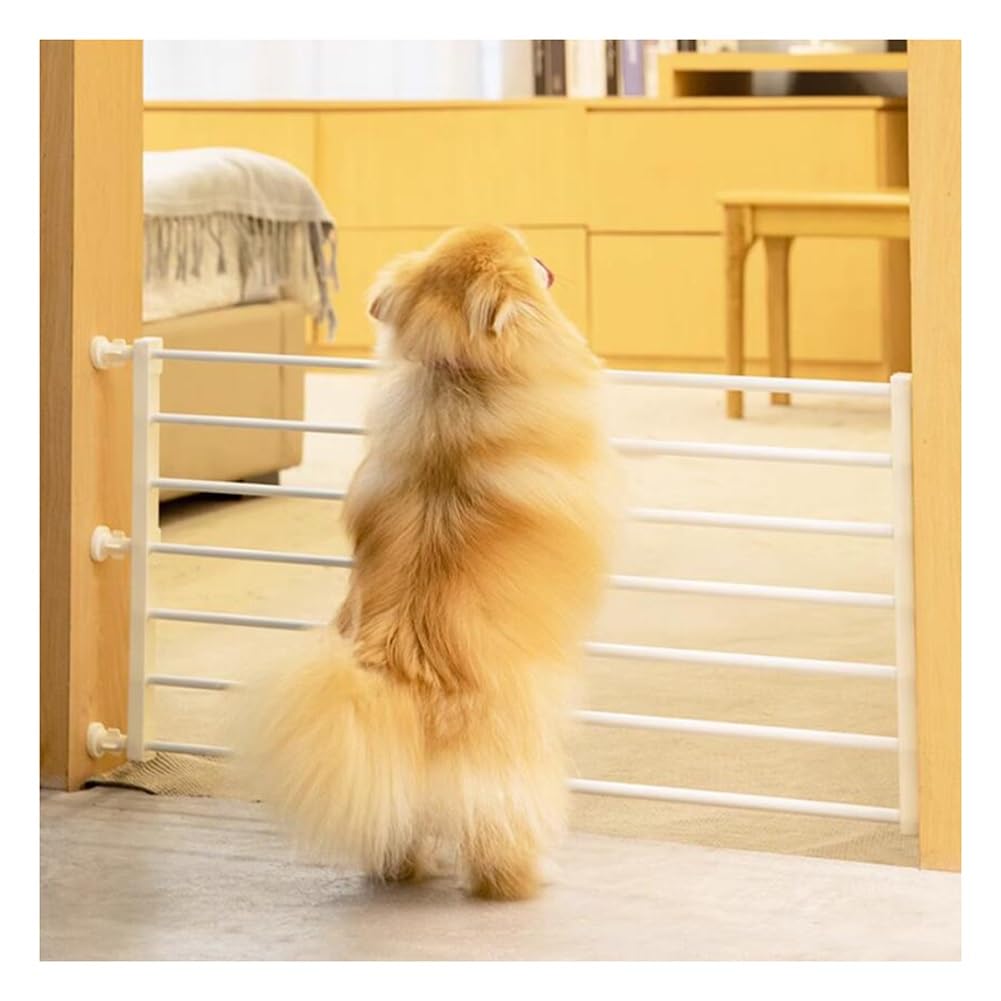 Etlegor Short Dog Gate Expandable Dog Gate Step Over Pressure Mount Small Pet Gate Low Pet Gate-Adjustable Puddy Gates for Indoor, Doorways Stair Gate (Color : White, Size : 42 x W93-160cm)