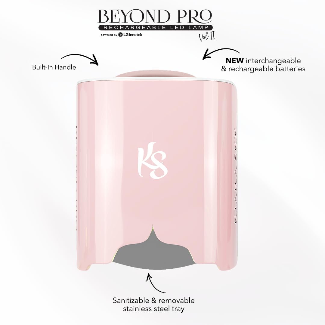 KIARA SKY Beyond Pro Vol. II - 48W Professional LED Nail Lamp | Cordless & Rechargeable with Automatic Sensor | Extended Battery Life for Gel Nail Polish | Pink