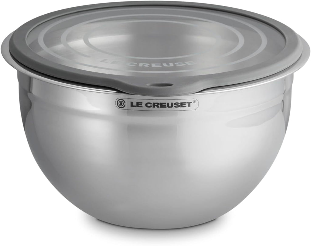 Le Creuset Stainless Steel Mixing Bowls with Glass Lids, Set of 3