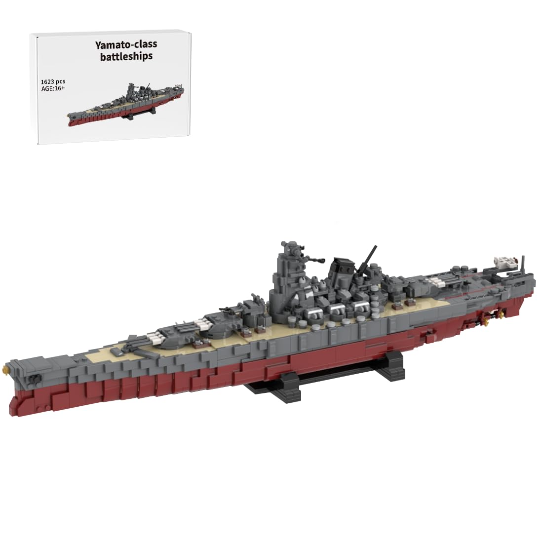 GoAssemb Yamato Battleship Military Building Blocks Set, Collectible Imperial Japanese Navy Battleship Model to Build and Display, Gift Ideal for Military Enthusiasts, G-60429-6 (1623PCS)