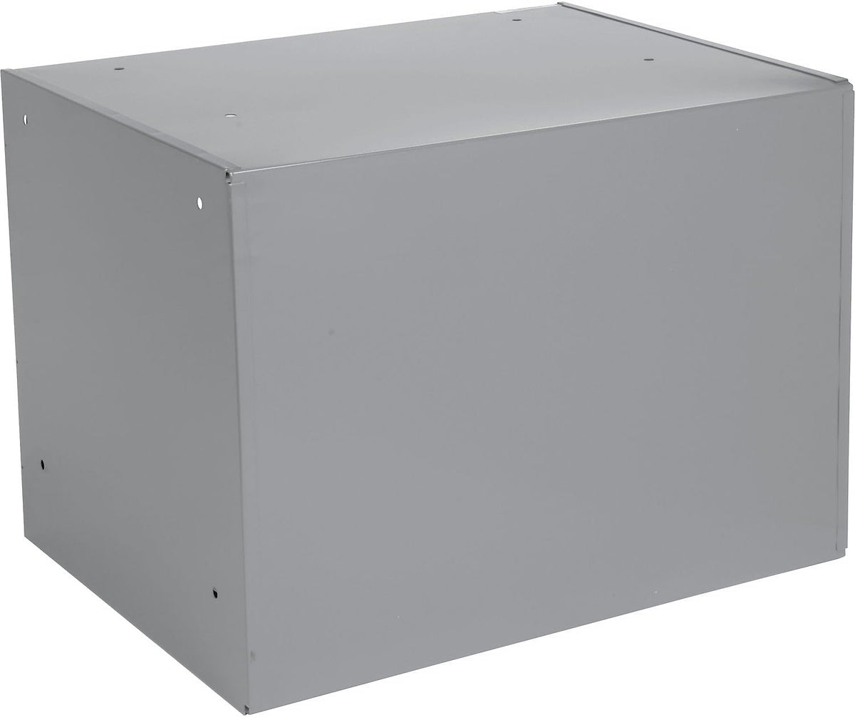 Global Industrial Durham Steel Compartment Box Rack with Four Adjustable Divider Compartment Boxes, 18" L x 12" W x 3" H Boxes, 20" L x 15-3/4"W x 15" H Overall