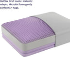 Purple DreamLayer Pillow - Standard Size - Cooling Memory Foam Alternative Neck Pillow, Soft Contour-Hugging GelFlex Grid and MicroAir Foam, Adjustable Loft, Pressure-Relieving Support