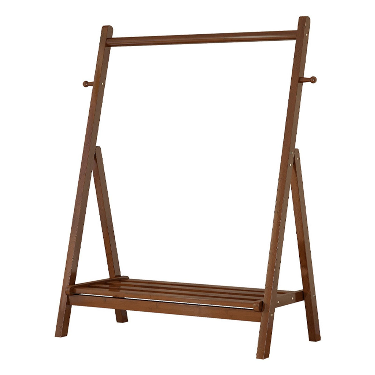 Unique Coat Rack Stand, Bamboo Clothing Rack Foldable Clothes Hanging Stand with Storage Shelf for Laundry, Guest Room, Apartment, Entryway
