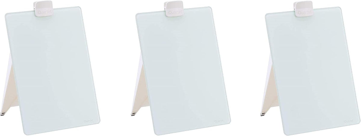 Quartet Glass Whiteboard Desktop Easel, 9 x 11 inches, White Dry Erase Surface (GDE119) (Pack of 3)