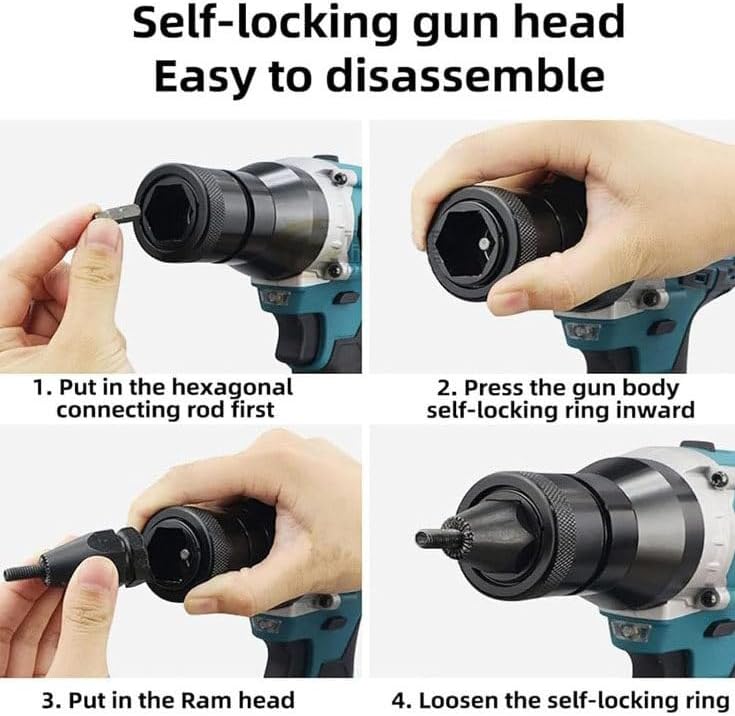 Cordless Electric Rivet Gun for M3/M4/M5/M6/M8/M10/M12 Rivet Nutserts Rechargeable Portable Automatic Rivet Gun with LED Light,2200mAh