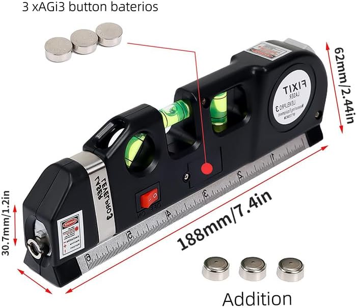 Laser Level Line Tool, Standard Cross Line Laser Leveler Beam Kit