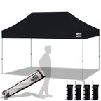 Eurmax USA 10x10ft Pop Up Canopy,Commercial Instant Tent for Outdoor Events,Patented No-Tip Rolling Storage Bag with 4 Sandbags,UV & Water Resistant,Heavy Duty Portable Shelter Gazebo,White