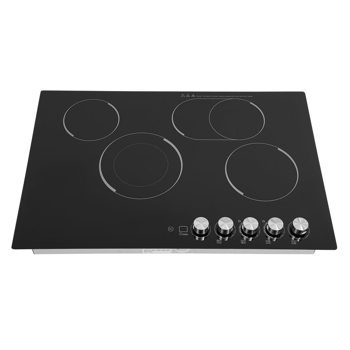 5 Burner Electric Stove Top Countertop, 110V 4800W 35.5" Built-in Electric Radiant Cook Top with Knob Control, 5 Power Levels, Automatic Shutdown,Hard Wire, No Plug