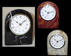 KhanImports Tan Fossil Marble Desk Clock, Decorative Stone Shelf Clock - 6 Inch