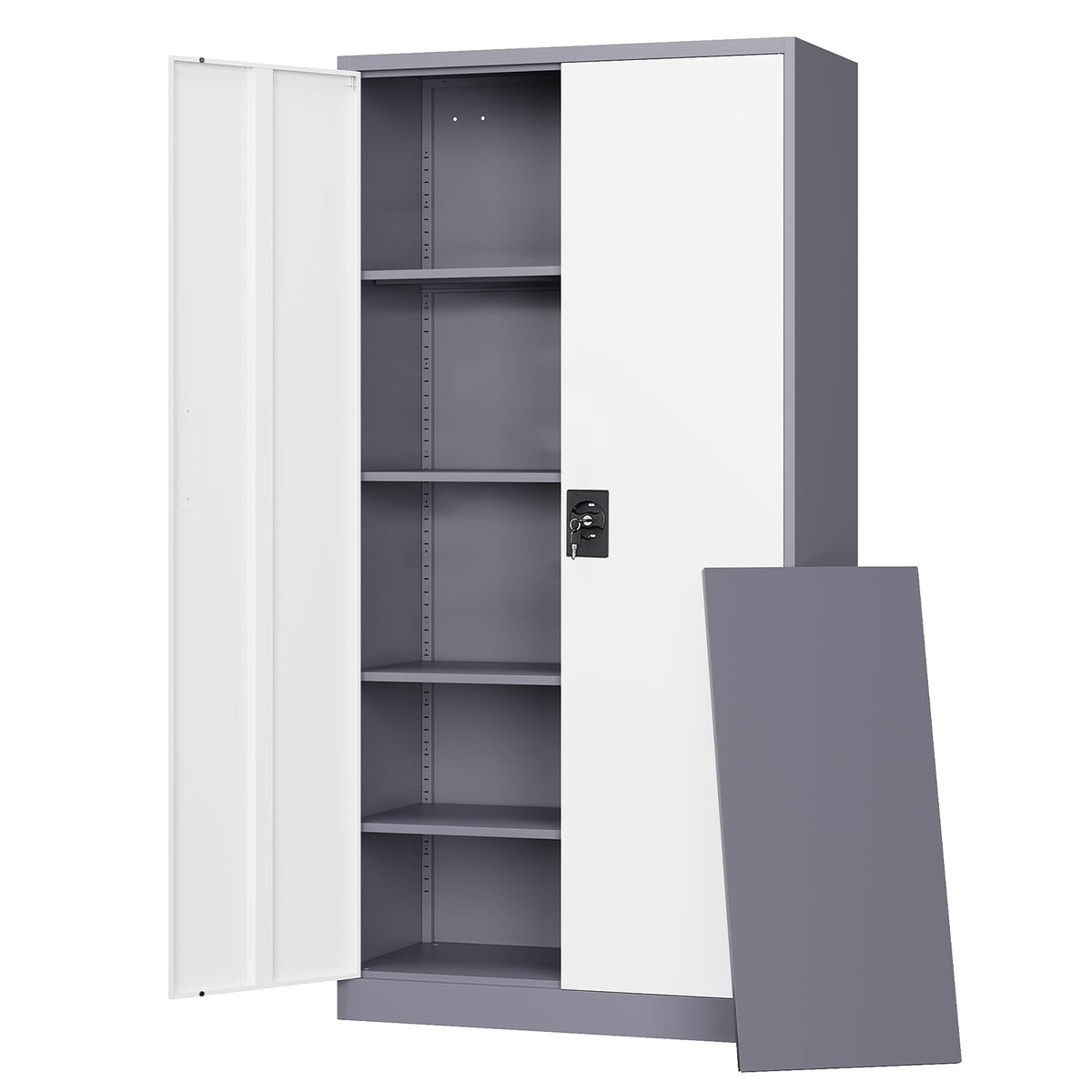 Letaya Metal Garage Storage Cabinets with Wheels,Steel Tool Cabinets Lock Door and Adjustable Shelves for Home,Office,Warehouse Organisieren (Black, 74.41" H)