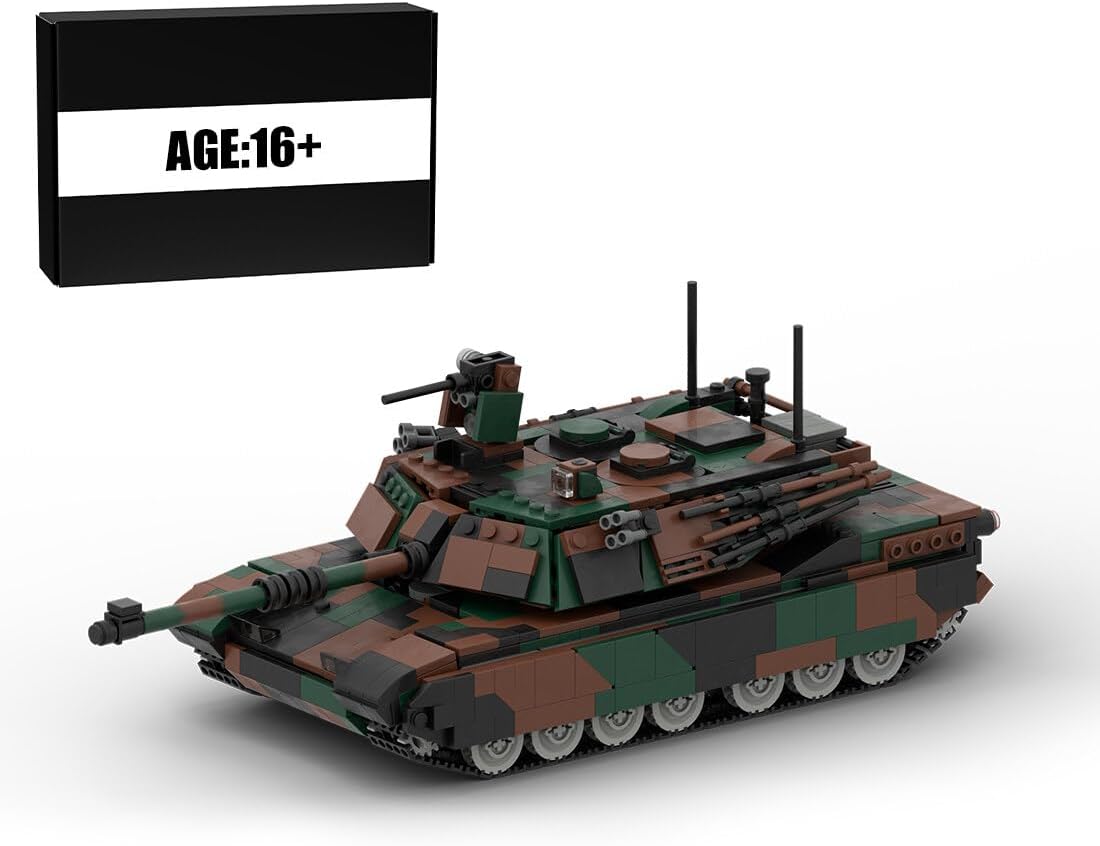 Military Tank Building Set, M1A2 Tank Model Assembly Building Blocks Set, MOC Tank Model for Teen Adults (1211PCS/Camo Green), LCWU027H82XCCBU34167