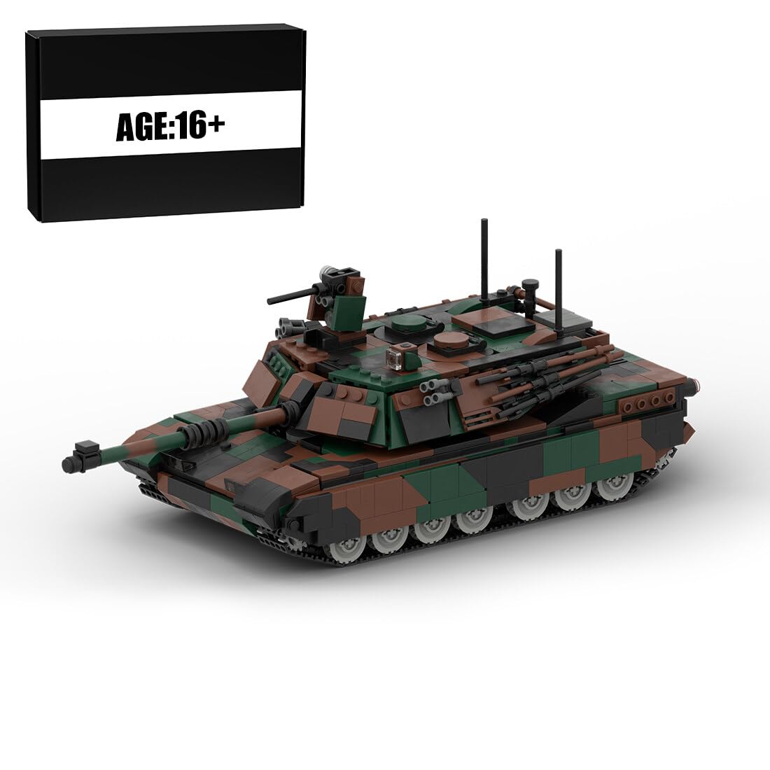 Military Tank Building Set, M1A2 Tank Model Assembly Building Blocks Set, MOC Tank Model for Teen Adults (1211PCS/Camo Green), LCWU027H82XCCBU34167