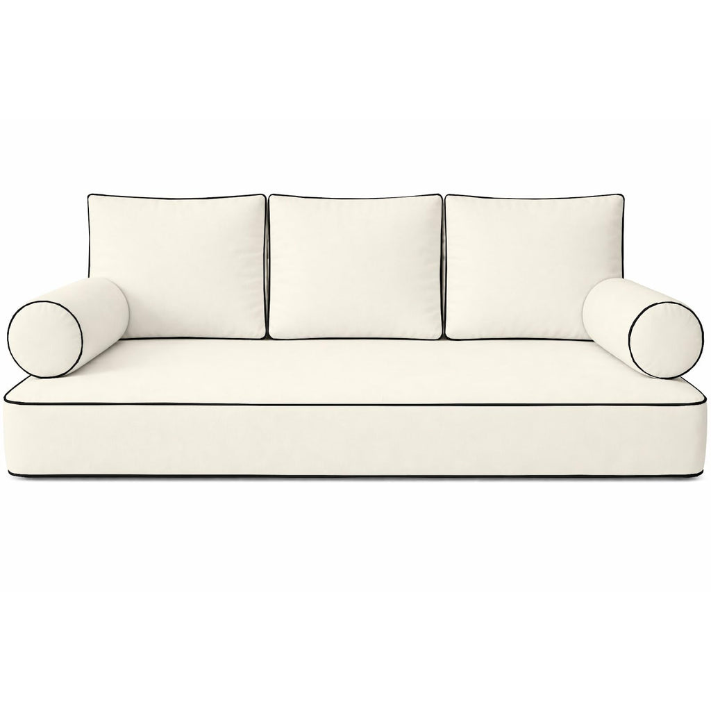 Cottington Lane 5 Piece Outdoor Daybed Cushion Cover Set, Twin Size Fitted 39" x 75" with 6" Deep Fit, Waterproof Indoor Daybed/Porch Swing Bed Mattress & Pillow Bolster Cushion Cover, Light Grey
