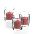 Set of 144 Richland Votive Candles White Unscented and 144 Clear Glass Eastland Votive Holders