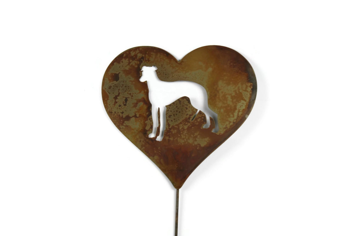 Pet Dog, Cat, Rabbit or Bird Keepsake Memorial Heart Garden Stake 20 to 28 Inches Tall (Large Heart, 28" Tall, Yorkie Yorkshire Terrier, Naturally Rusted)