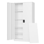Letaya White Storage Cabinet with Adjustable Shelves-Metal Home Kitchen Pantry Cabinets with Doors,Organization Locker for Cupboard/Bedroom/Dining/Living/Bathroom/Office/Garage Room