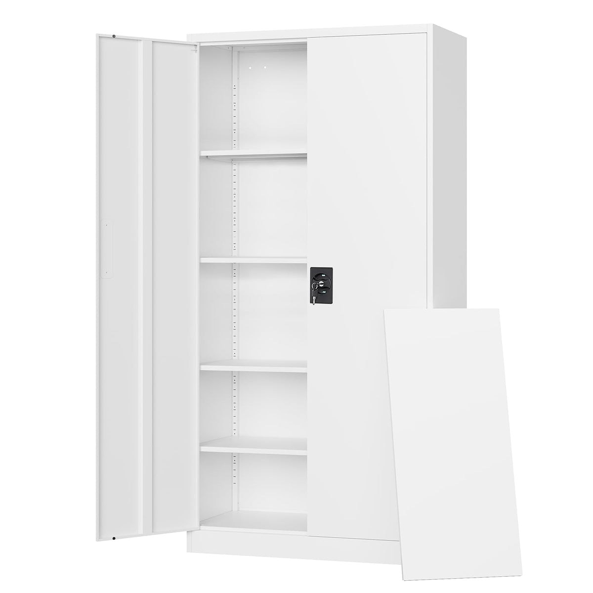 Letaya White Storage Cabinet with Adjustable Shelves-Metal Home Kitchen Pantry Cabinets with Doors,Organization Locker for Cupboard/Bedroom/Dining/Living/Bathroom/Office/Garage Room