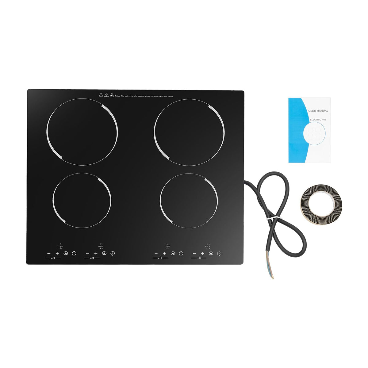 3 Burner Induction Cooktop, 2600W Portable Electric Stove Countertop Built-in, 9 Power Levels & LED Touch Screen, 120min Timer & 1202°F Temp Control, Black Ceramic Cooktop for Kitchen Restaurant