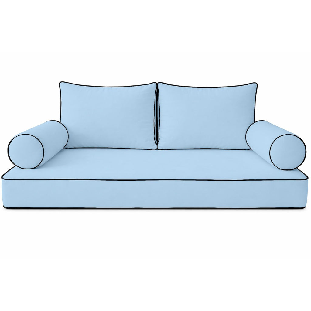 Cottington Lane 5 Piece Outdoor Daybed Cushion Cover Set, Twin Size Fitted 39" x 75" with 6" Deep Fit, Waterproof Indoor Daybed/Porch Swing Bed Mattress & Pillow Bolster Cushion Cover, Light Grey