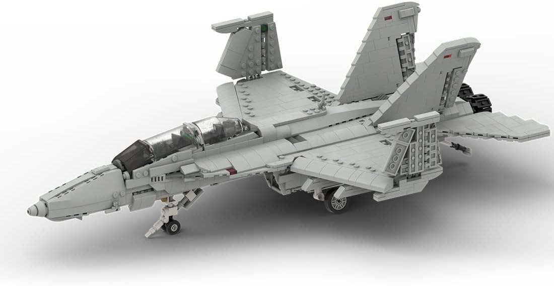 FunXylophy F/A-18E Fighter Jet Building Block Set, The Super Hornet Aircraft Model MOC Building Blocks, Military Airplane Jet Model Collection Gift for Military Enthusiasts(1483PCS)