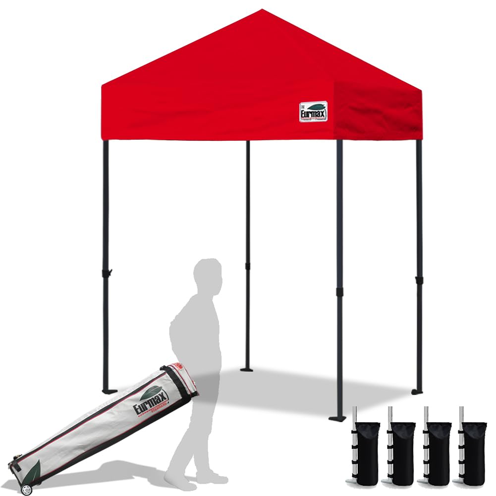 Eurmax USA 10x10ft Pop Up Canopy,Commercial Instant Tent for Outdoor Events,Patented No-Tip Rolling Storage Bag with 4 Sandbags,UV & Water Resistant,Heavy Duty Portable Shelter Gazebo,White