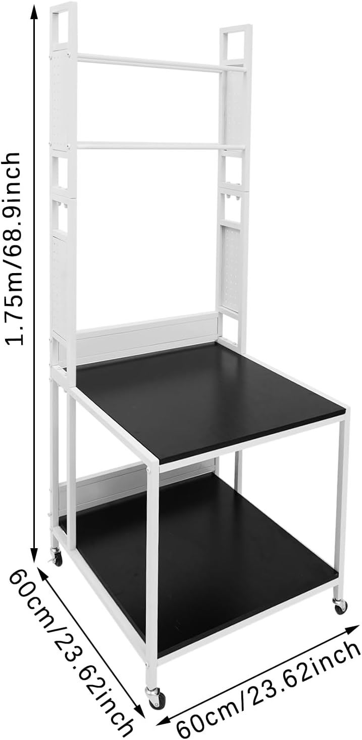 3D Printer Stand with Filament Storage Rack, 2-Tier Heavy Duty Mobile Printer Table with Wheels for Studio Office Storage and Organization
