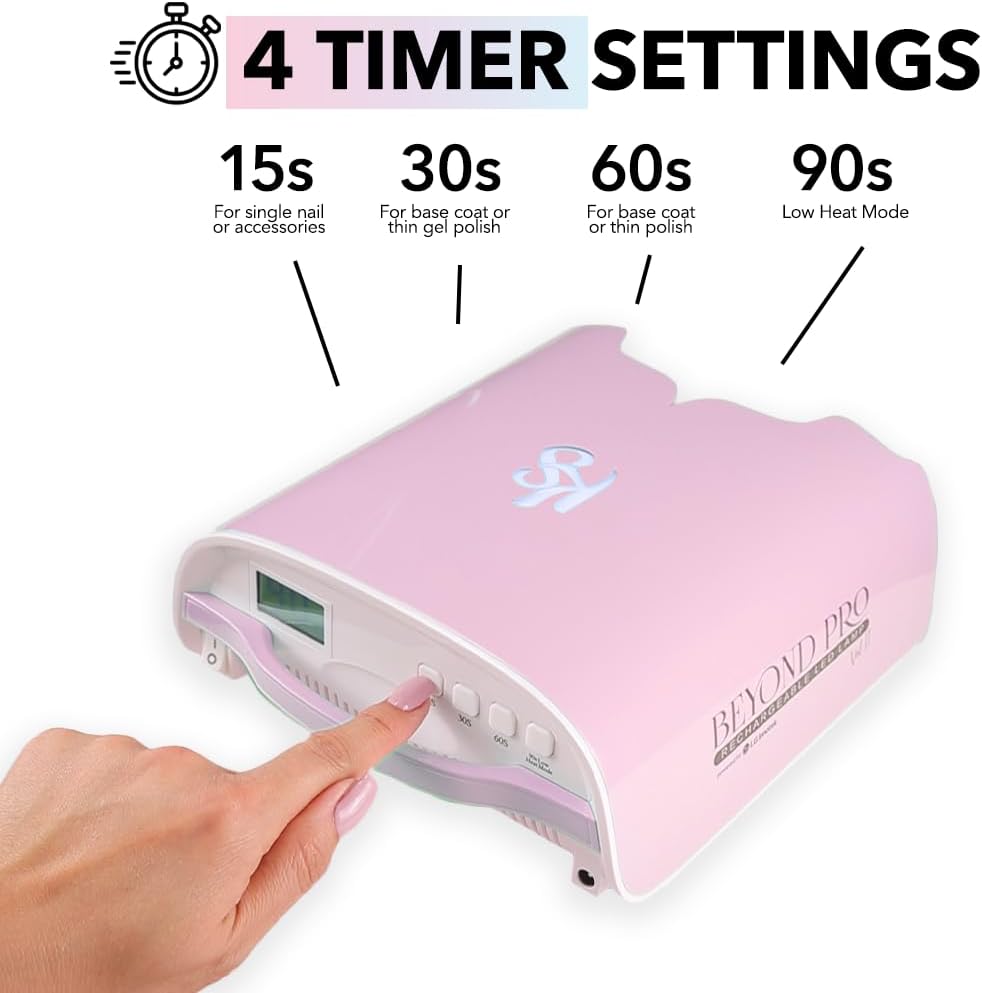 KIARA SKY Beyond Pro Vol. II - 48W Professional LED Nail Lamp | Cordless & Rechargeable with Automatic Sensor | Extended Battery Life for Gel Nail Polish | Pink