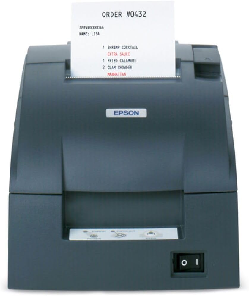 Epson C31C514667 Dot Matrix Receipt Printer TM-U220B, Ethernet, Autocutter, Power Supply Included, Dark Gray (Renewed)