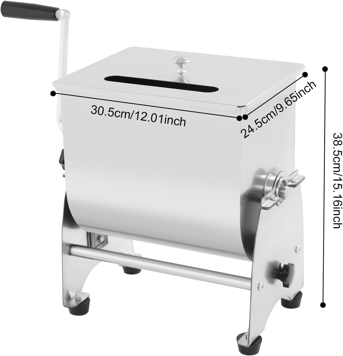 Manual Meat Mixer 22lbs capacity Stainless Steel Hand Crank Meat Mixer with 90° Tilting Tank & Removable Paddle for Sausage Processing