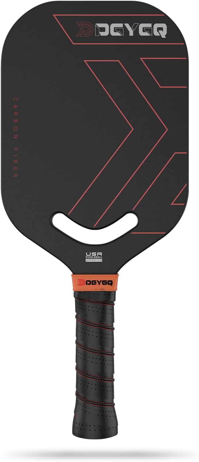 DGYGQ Pickleball Paddles, Edgeless Carbon Fiber Pickleball Paddle with Polypropylene Honeycomb Core, Increased Power for Ultimate Spin & Consistency (Red)