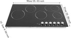 5 Burners Electric Cooktop, 35 Inch 48000W Electric Ceramic Cooktop Built-in Electric Stove Top with 5 Heating Levels, Kid Safety Lock, Timer and Knob Control, 110V for Hard Wire (No Plug)